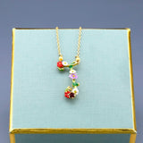 Enamel Glaze Cane Vine Colour Floret English Letter G H I Clavicle Necklace