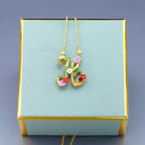 Enamel Glaze Cane Vine Colour Floret English Letter G H I Clavicle Necklace