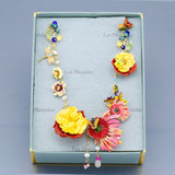 Enamel Glaze Life Of Flower Daisy Double-deck Clavicle Necklace