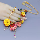 Enamel Glaze Life Of Flower Daisy Double-deck Clavicle Necklace