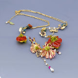 Enamel Glaze Life Of Flower Daisy Double-deck Clavicle Necklace