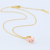 Enamel Glaze Pink Colour Mini-Piggy Necklace