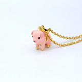 Enamel Glaze Pink Colour Mini-Piggy Necklace