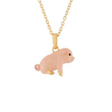 Enamel Glaze Pink Colour Mini-Piggy Necklace