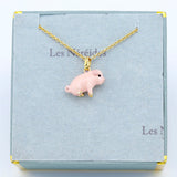 Enamel Glaze Pink Colour Mini-Piggy Necklace