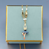 Enamel Glaze Swan Lake N2 Black Ballet Dance Girl An Crown Clavicle Necklace