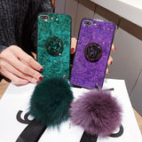 Epoxy Gold Foil Gem Green Phone Case For Huawei Honor Mate 20 Pro 9 10 Lite 7C 7A 7X 8X 8 8A 8C With Ring Holder Lanyard Cover