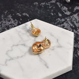 European Hugely Popular Asymmetry A B Design Gold Stud Earrings