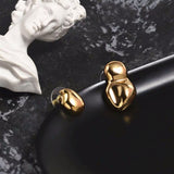 European Hugely Popular Asymmetry A B Design Gold Stud Earrings