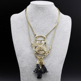 European Major Suit Temperament Luxurious Lock Tassels Crystal Twinkle Zircon