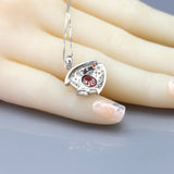 European S925 Pure White Color Garnet Tropical Fish Pendant Necklace
