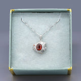 European S925 Pure White Color Garnet Tropical Fish Pendant Necklace