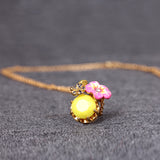 European Style France  Small Yellow Petals Flower Necklace