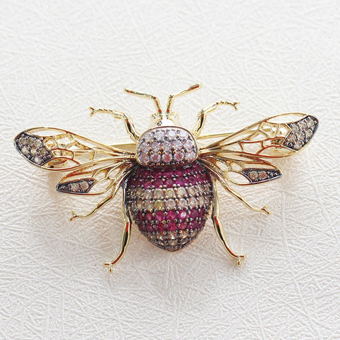 Exquisite stone vintage bee brooch