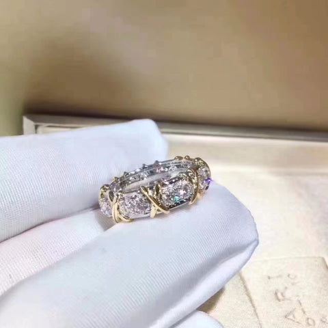 Famous brand cz stone X ring coss brand letter finger ring