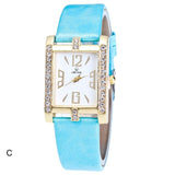 Retro Candy Colors Design Leather Band Analog Alloy Quartz Wrist Watch