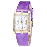 Retro Candy Colors Design Leather Band Analog Alloy Quartz Wrist Watch