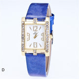 Retro Candy Colors Design Leather Band Analog Alloy Quartz Wrist Watch