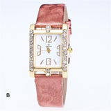 Retro Candy Colors Design Leather Band Analog Alloy Quartz Wrist Watch