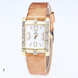 Retro Candy Colors Design Leather Band Analog Alloy Quartz Wrist Watch