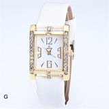 Retro Candy Colors Design Leather Band Analog Alloy Quartz Wrist Watch