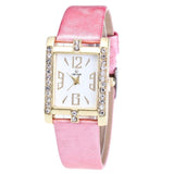 Retro Candy Colors Design Leather Band Analog Alloy Quartz Wrist Watch