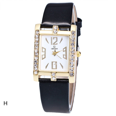 Retro Candy Colors Design Leather Band Analog Alloy Quartz Wrist Watch