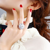 Fashion Ball Designer Trendy White and Gold color Ring