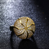 Fashion Ball Designer Trendy White and Gold color Ring