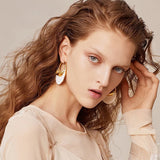 White Enamel Gold 585 Huge Statement Tassel Earring Luxury Brand Jewelry