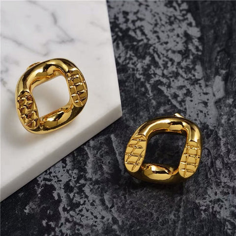 Fashion Blogger Same Design High Fashion Texture Gold Silver Dangle Earrings