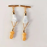 Modern Hand Figure Shape Dangle Long Gold Earrings Tassel