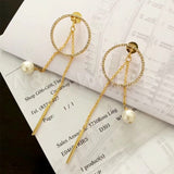 Classic Pearls Front And Rear Chain Tassel Dangle Earrings