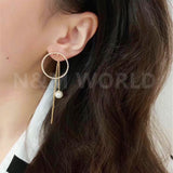 Classic Pearls Front And Rear Chain Tassel Dangle Earrings