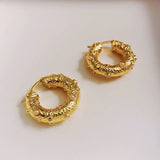 Gold Vintage Hoop Earrings AAAA+ Zricon Natural Freshwater Pearl Small Circle Earrings