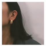 Gold Vintage Hoop Earrings AAAA+ Zricon Natural Freshwater Pearl Small Circle Earrings