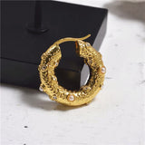 Gold Vintage Hoop Earrings AAAA+ Zricon Natural Freshwater Pearl Small Circle Earrings