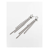 Punk Tassel Star Chain Crystal Long Silver Dangle Earrings