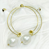 Retro Natural Pearl Pendant Inlaid Cubic Zircon Gold Dangle Earrings