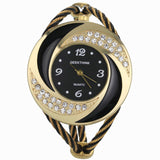 Rhinestone Diamond Whirlwind Design Steel Weav Wristwatch