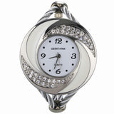 Rhinestone Diamond Whirlwind Design Steel Weav Wristwatch