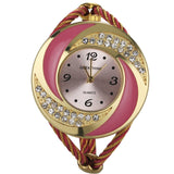 Rhinestone Diamond Whirlwind Design Steel Weav Wristwatch