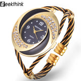 Rhinestone Diamond Whirlwind Design Steel Weav Wristwatch