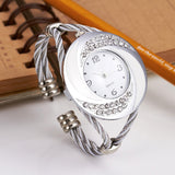 Rhinestone Diamond Whirlwind Design Steel Weav Wristwatch