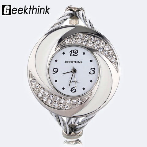 Rhinestone Diamond Whirlwind Design Steel Weav Wristwatch