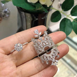 Fashion Silver Rings Crystal Double Crown Zircon Ring