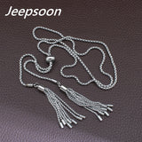 Silver color Stainless Steel Jewelry 600MM Long Chain Necklace