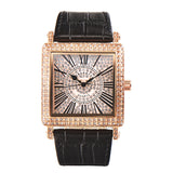 Fashion Square Rhinestone Quartz Fully Diamond Wrist Watch