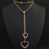 Fashion Stainless Steel 650mm Long Charm Sweater Chain Necklace Heart Pendant NEILBKBD