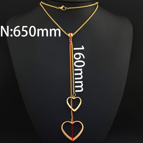 Fashion Stainless Steel 650mm Long Charm Sweater Chain Necklace Heart Pendant NEILBKBD